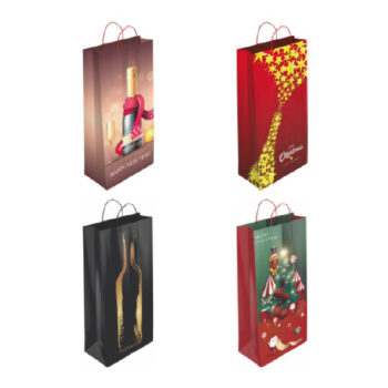 Caja Surtido 24 Bolsas Papel Decorado Navidad Tamaño «Botella» 18+8x39 cm