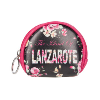 Monedero Redondo Flores Lanzarote Negro