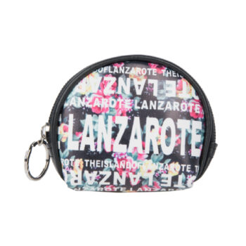 Monedero Redondo Flores Lanzarote Negro/Blanco/Multi.