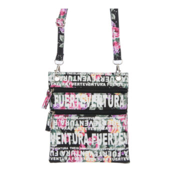 Bolso Pasaporte Flowers Fuerteventura Negro/Blanco/Multi.