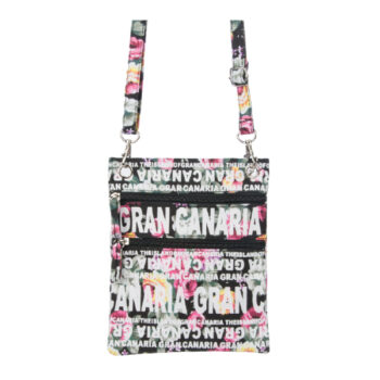 Bolso Pasaporte Flowers Gran Canaria Negro/Blanco/Multi.