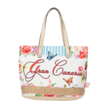 Bolso Normal Vintage Flowers Gran Canaria Blanco