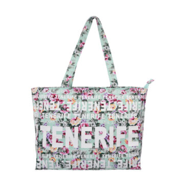 Bolso 38 x 30 Flowers Tenerife Verde/Blanco