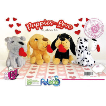 Expositor Peluche Perrito Beso Corazón 14 cm