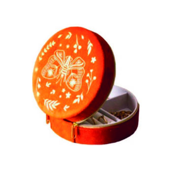 Joyero Redondo Mariposa Naranja