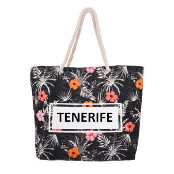 Bolso Playa Flowers Tenerife Negro