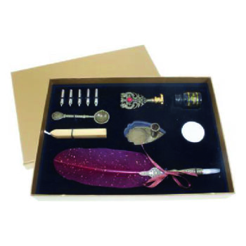 Set Pluma Con Cucharilla y Vela Con Lacre