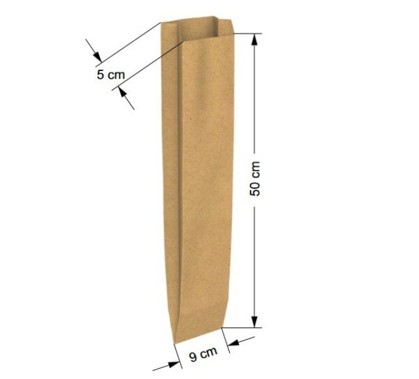 Bolsa Pan Kraft Tamaño "1 Barrra" 9+5x50 cm
