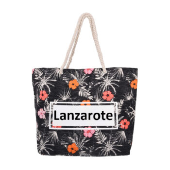 Bolso Playa Flowers Lanzarote Negro