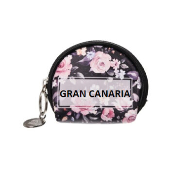Monedero Redondo Flowers Gran Canaria Negro