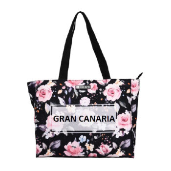 Bolso 38 x 30 Flowers Gran Canaria Negro