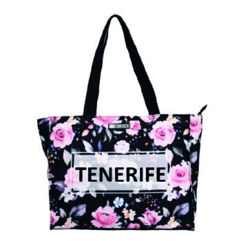 Bolso 38 x 30 Flowers Tenerife Negro