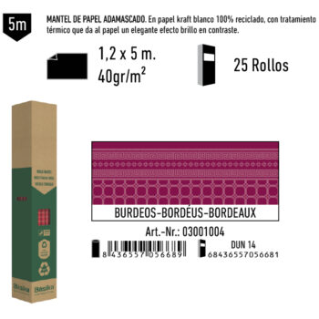 Mantel de Papel Adamasco Color Burdeos