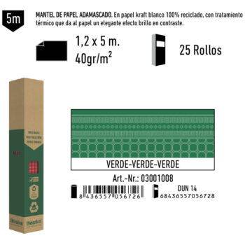 Mantel de Papel Adamasco Color Verde