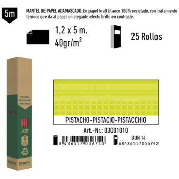 Mantel de Papel Adamasco Color Pistacho