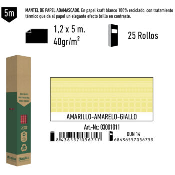 Mantel de Papel Adamasco Color Amarillo