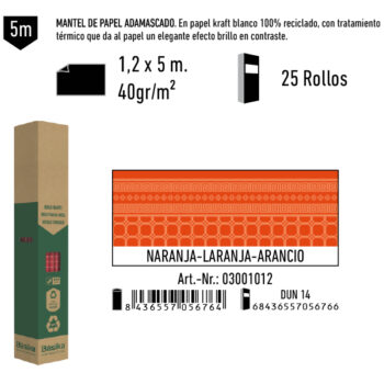 Mantel de Papel Adamasco Color Naranja