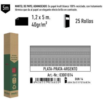 Mantel de Papel Adamasco Color Plata