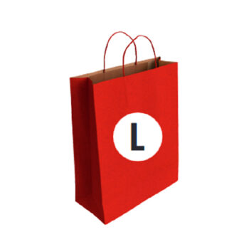 Bolsa Kraft Color Rojo Tamaño "L" 32+14x40 cm