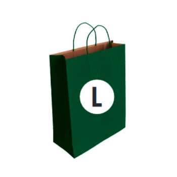 Bolsa Kraft Color Verde Tamaño "L" 32+14x40 cm