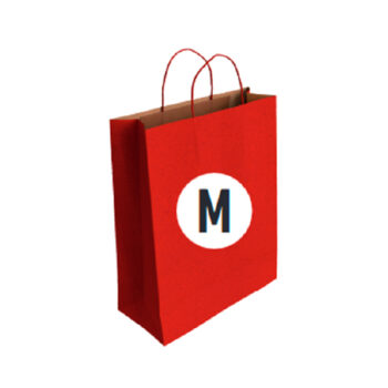 Bolsa Kraft Color Rojo Tamaño "M" 27+12x37 cm