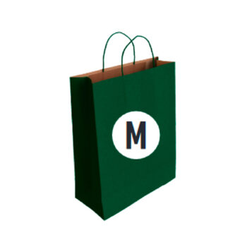 Bolsa Kraft Color Verde Tamaño "M" 27+12x37 cm