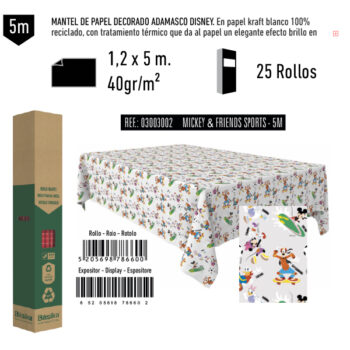 Mantel de Papel Decorado Adamasco Disney Modelo Mickey & Friends Sports