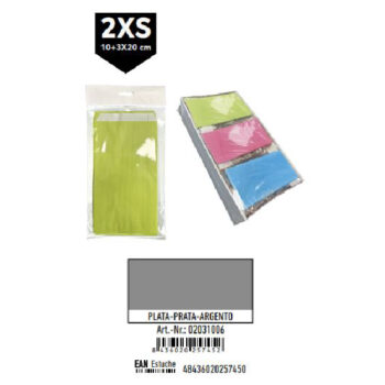 Pack 12 Sobres Kraft Plata Tamaño "2XS" 10+3x20 cm