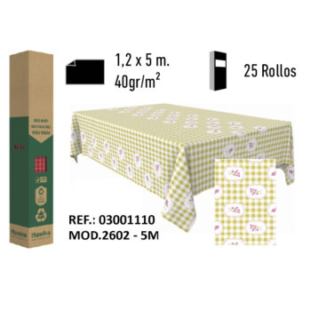 Mantel de Papel Decorado Adamasco Modelo Flores Cuadrados Amarillo