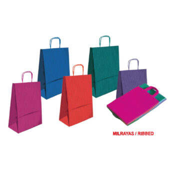 Bolsa Decorada Surtido Colores Mil Rayas «S» 24+10×32 cm